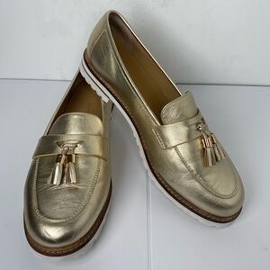 Talbots Laura Tasseled Metallic Gold Nappa Loafers